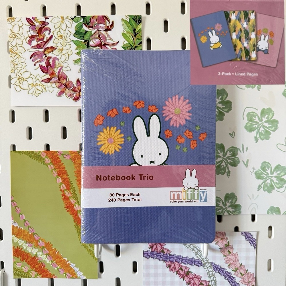 NEW Miffy Pink Green Floral Notebooks Trio 3 Pack Journals 80‎ Lined Pages Each